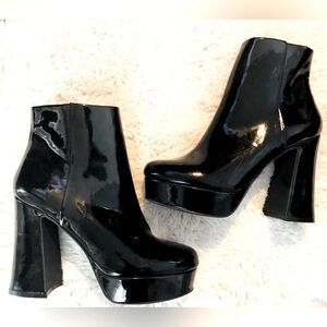Retro black platform boots
